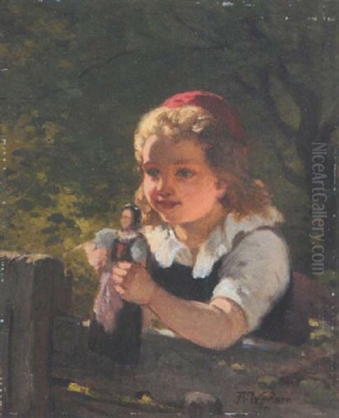 Kleines Schwalmer Bauernmadchen Oil Painting by Hermann Werner