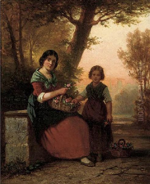 The Flowers Girls Oil Painting by Hermann Werner