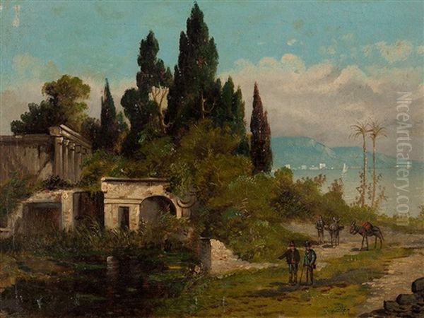 At Lake Garda Oil Painting by Heinrich Wertheim