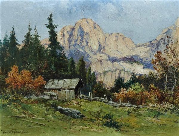 Raxgebiet-ortbauerwiese Gegen Rax (+ Dachsteingebiet-edelgries Von Brandsiedel; 2 Works) Oil Painting by Heinrich Wertheim