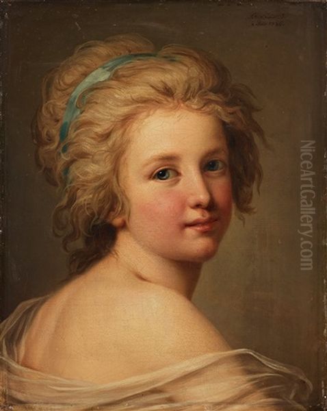 Portrait Of A Young Girl Oil Painting by Adolf Ulrik Wertmuller