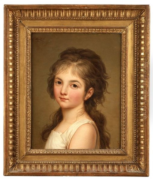 Portrait De Jeune Fille Oil Painting by Adolf Ulrik Wertmuller