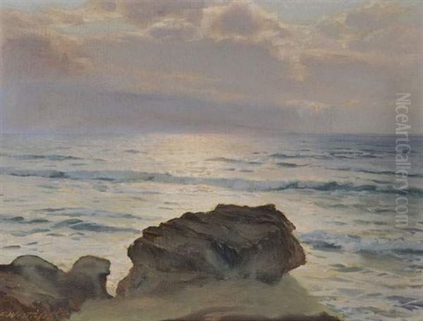 Coucher De Soleil Sur La Cote Rocheuse by Kostantine Weschiloff Alexandrovich