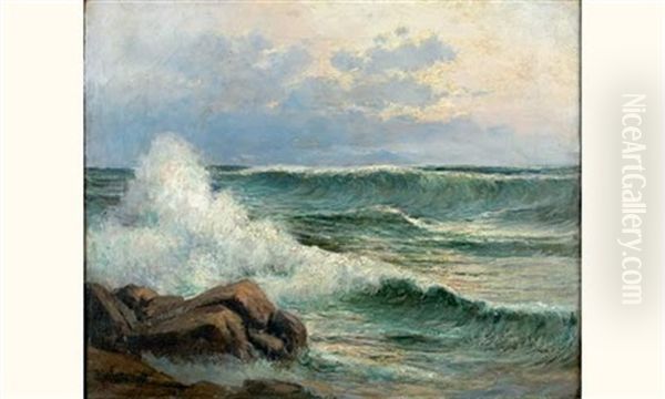 Bord De Mer Oil Painting by Kostantine Weschiloff Alexandrovich