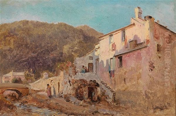 Scene Of Alassio, Italy Oil Painting by Richard Whatley West