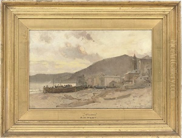 On The Beach, Alassio Oil Painting by Richard Whatley West