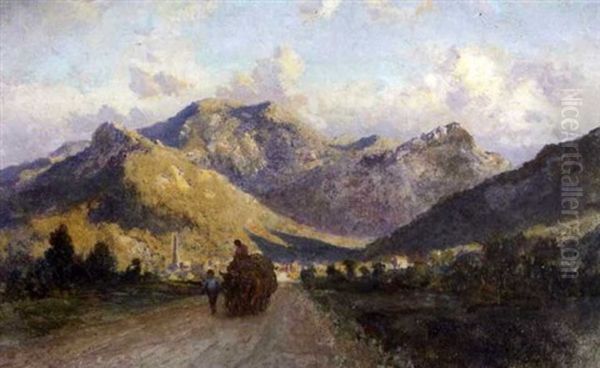 Sunset At Caressis, Piedmont, On The Road To Ceva Oil Painting by Richard Whatley West