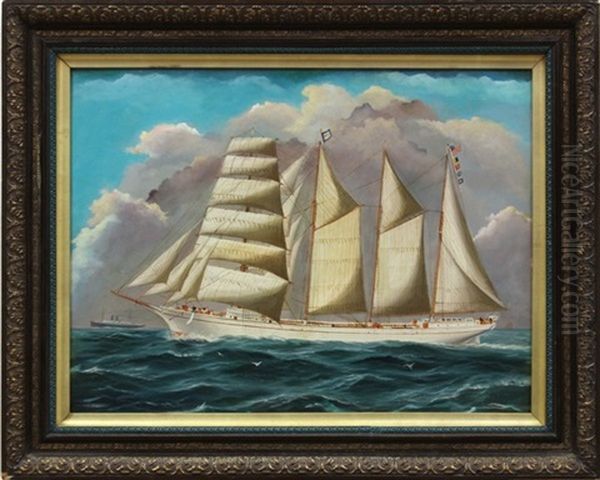 Four-masted American Sailing Ship Oil Painting by Temple West