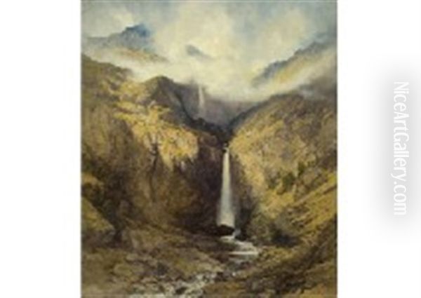 Waterfall From West Cliffton Oil Painting by William West