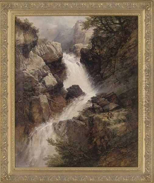 The Waterfall Oil Painting by William West