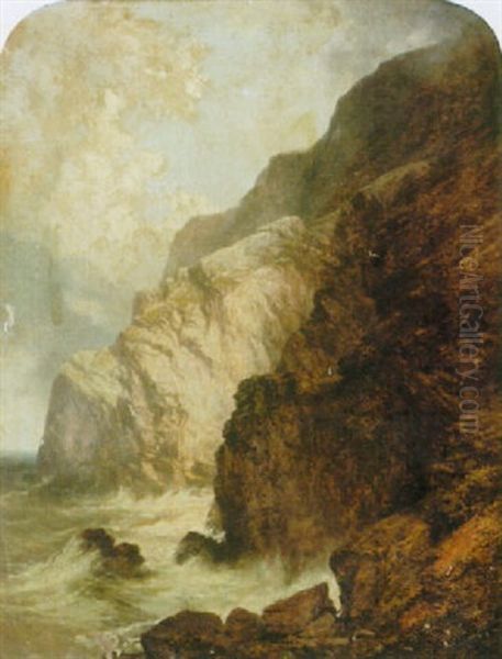 View Of Hell's Mouth, Near Redruth Cornwall Oil Painting by William West