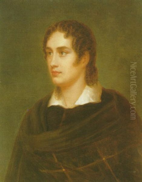 Portrait Of George Gordon, 6th Baron Byron Oil Painting by William Edward West