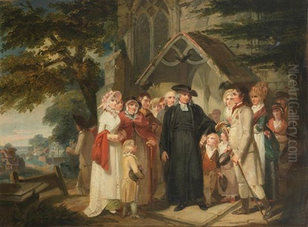 Figures At A Church Door by Richard Westall