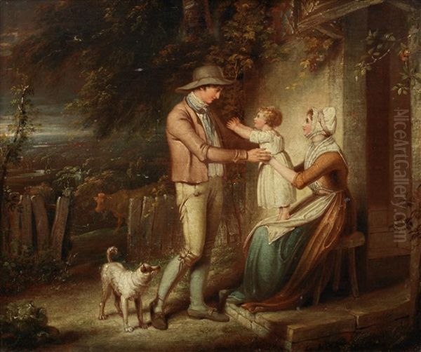 The Peasant's Return To His Family In The Evening Oil Painting by Richard Westall