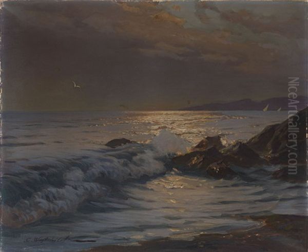 Breaking Waves Oil Painting by Constantin Aleksandrovich Westchiloff