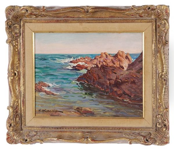 Rocky Coastline Oil Painting by Constantin Aleksandrovich Westchiloff