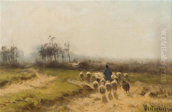 A Pastoral Scene Oil Painting by Cornelis Westerbeek Jr.