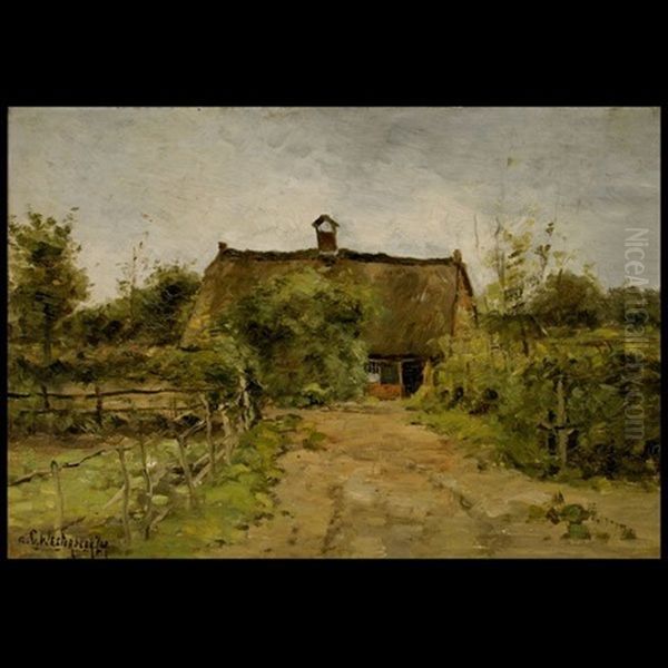 Landscape With Barn Oil Painting by Cornelis Westerbeek Jr.