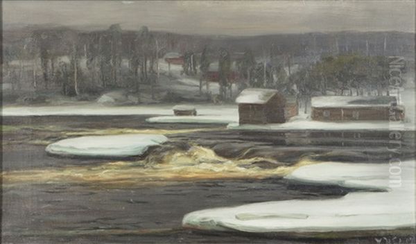 Kymmene River Oil Painting by Victor Westerholm