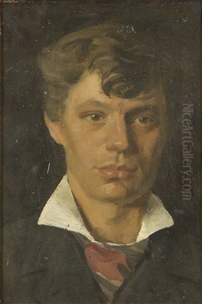 Untitled (portrait Of A Young Man) Oil Painting by Victor Westerholm