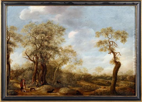 Paysage De Clairiere Anime De Personnages Oil Painting by Abraham Van Westerveldt