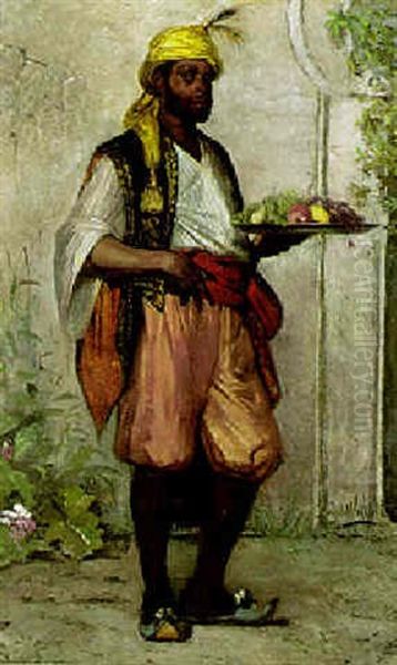 Moor With A Tray Of Fruit Oil Painting by Ingeborg Westfelt-Eggertz