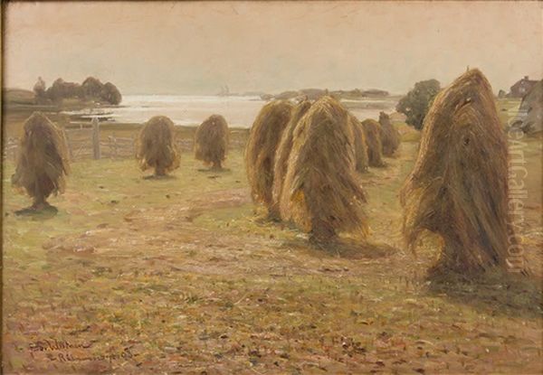 View To The Sea Over The Field Oil Painting by Edvard (Edouard) Westman