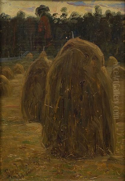 Harvest Evening Oil Painting by Edvard (Edouard) Westman