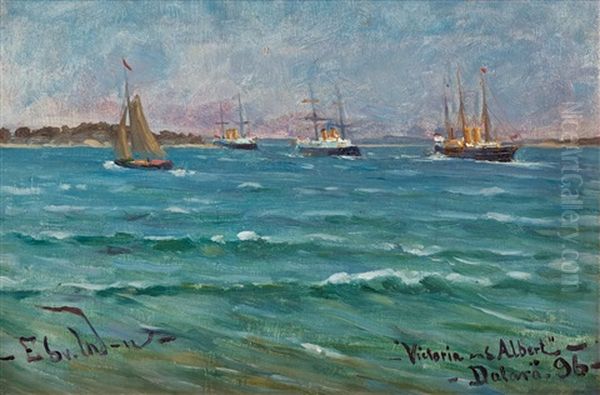 Hms Victoria And Albert,  Motiv Fran Dalaro Oil Painting by Edvard (Edouard) Westman