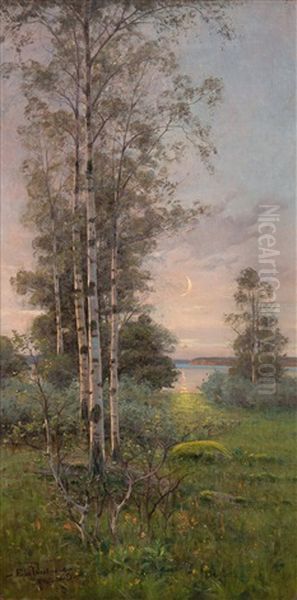 Summernight On Aland Oil Painting by Edvard (Edouard) Westman