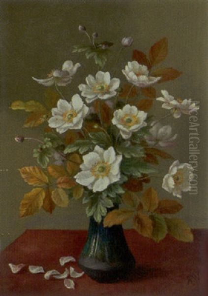 Vase Med Efterarsbuket Oil Painting by Anna Westphal