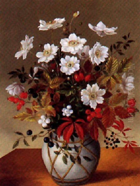 Krukke Med Blomsterbuket Oil Painting by Anna Westphal