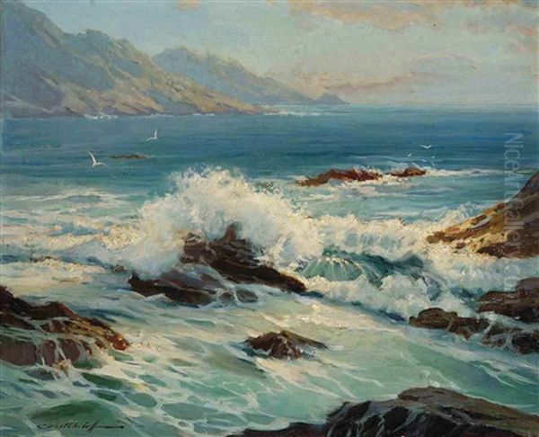 Rocky Shore Oil Painting by Konstantin Westschiloff