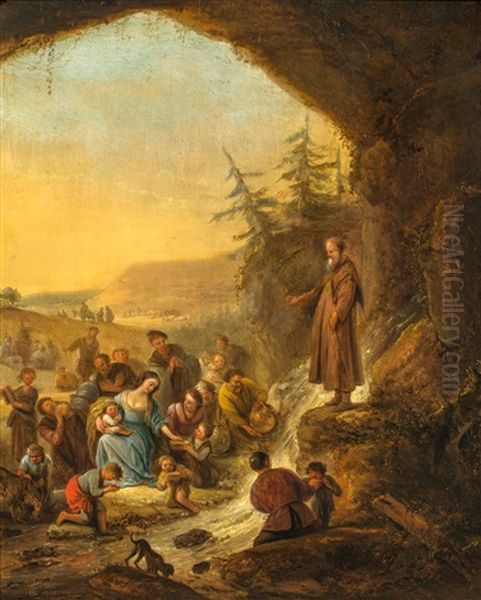 Moses Schlagt Wasser Aus Dem Felsen Oil Painting by Jacob Willemsz de Wet the Elder