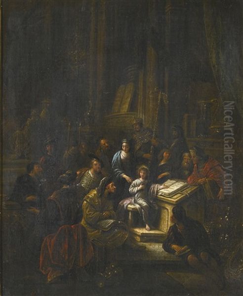 Christ Disputing With The Doctors In The Temple Oil Painting by Jacob Willemsz de Wet the Elder