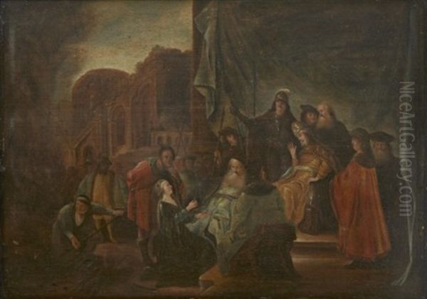 Tamar Och Judah Oil Painting by Jacob Jacobsz de Wet the Younger