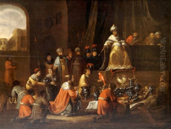 Solomon And The Queen Of Sheba Oil Painting by Jacob Jacobsz de Wet the Younger