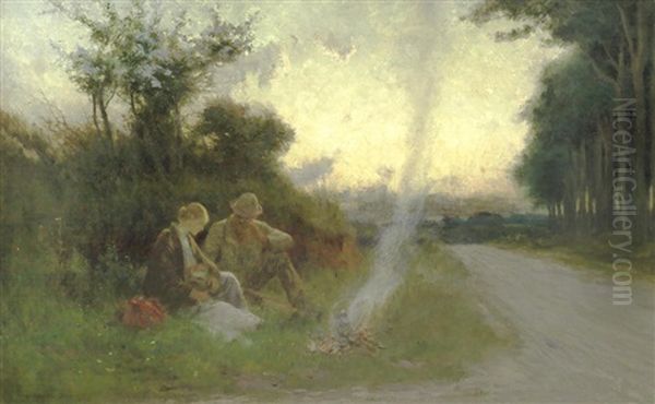 Resting By The Roadside Oil Painting by George Faulkner Wetherbee