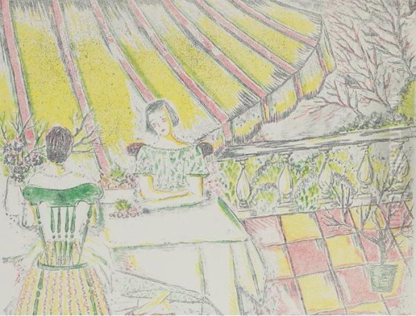 On The Terrasse Oil Painting by Fritzi Brod