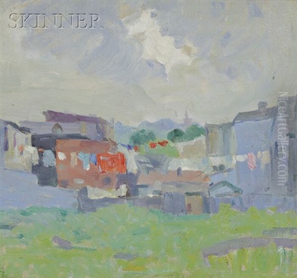 Back Lot With Laundry Lines Oil Painting by Elisha Kent Kane Wetherill