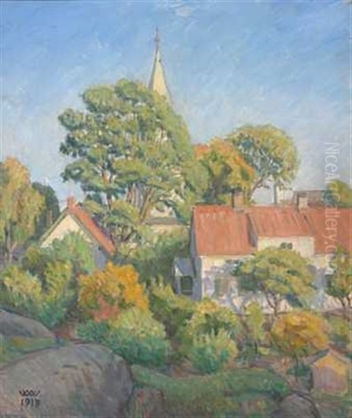 Risor Kirke Oil Painting by Wilhelm Wetlesen