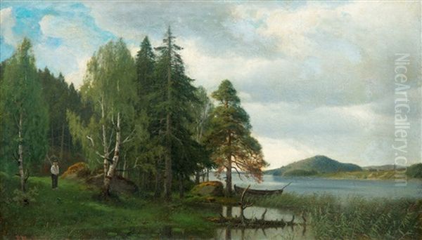 Summer Landscape Oil Painting by Johan Fridolf Weurlander