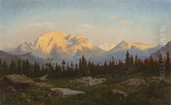 Wieczor Na Alpejskiej Hali Oil Painting by Adalbert Wex