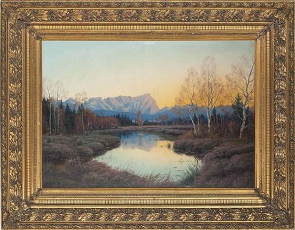 Autumn Sunset Oil Painting by Adalbert Wex