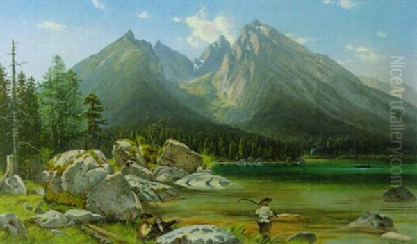 Der Hintersee Mit Reiteralp Und Blick Auf Die Muhlsturzhorner Oil Painting by Willibald Wex