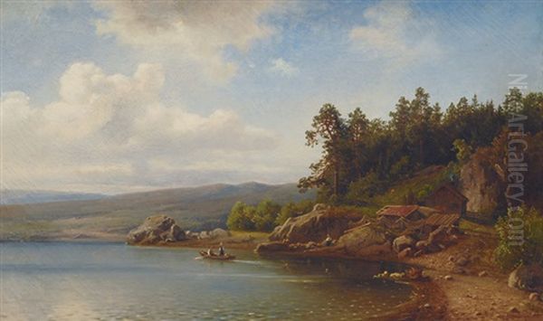 Norwegian Landscape Oil Painting by Christian Delphin Wexelsen