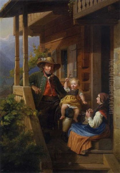 Familienidyll Oil Painting by Julius Weyde