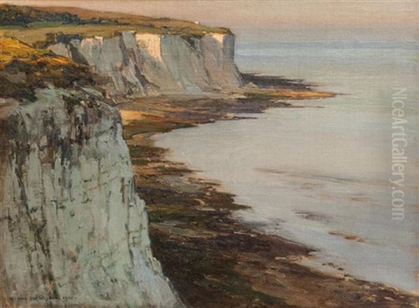 View Of Cliffs On The Sussex Coast Oil Painting by Harry van der Weyden