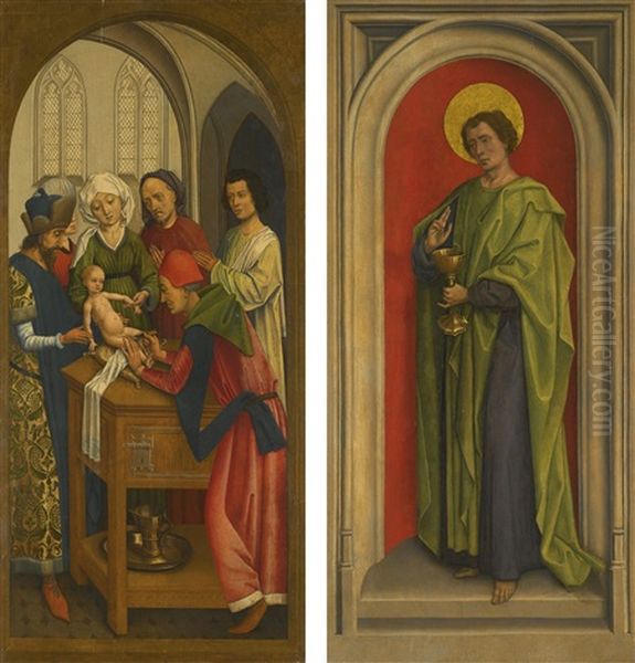 An Outer Wing Of A Polyptych: Recto: The Circumcision; Verso: Saint John The Evangelist Oil Painting by Rogier van der Weyden