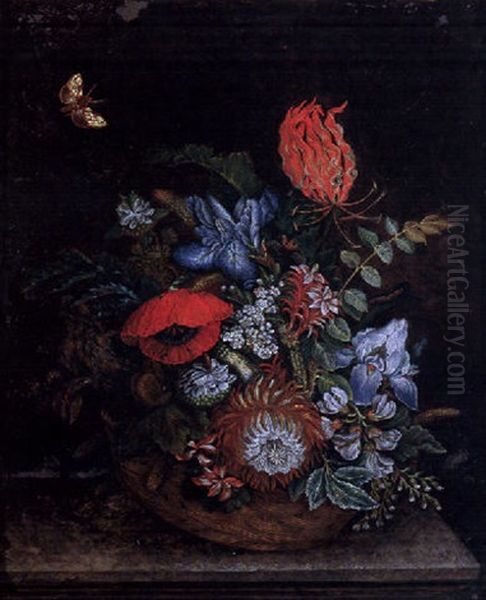 Blumenstilleben Oil Painting by Johanna Elisabeth Weydmueller